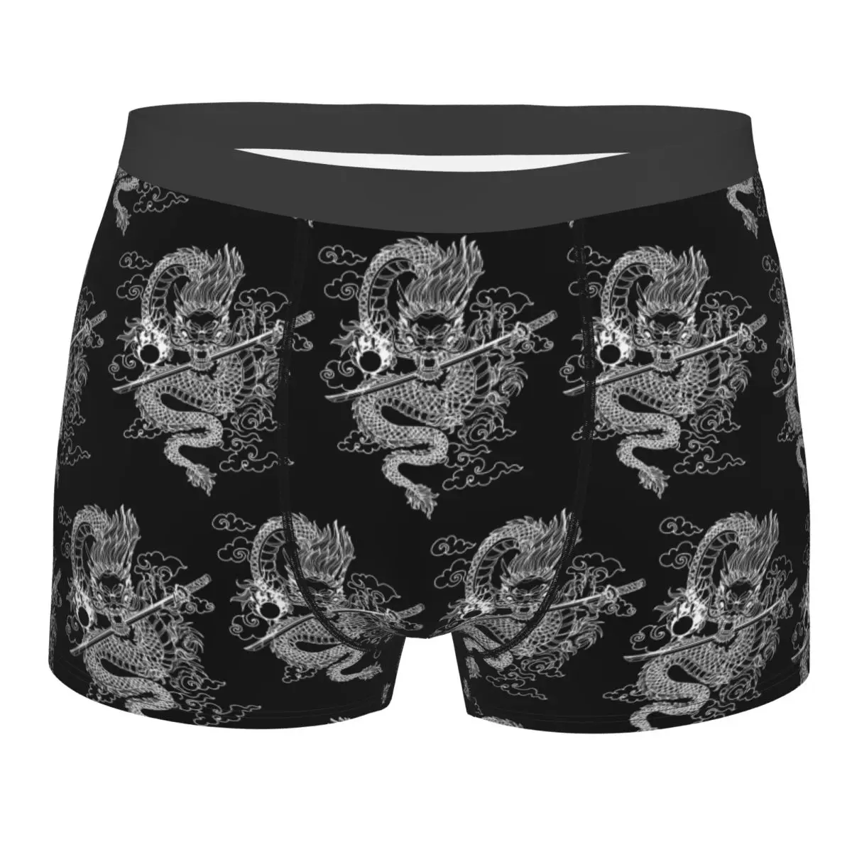 Boxer Underpants Shorts White Chinese Dragon Panties Men Ventilate Underwear for Homme Man Boyfriend Gifts