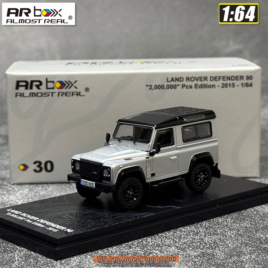 AR BOX 1/64 Land Rover Defender 90 2015 Model Zilveren Diecast Model Auto Model Collectie