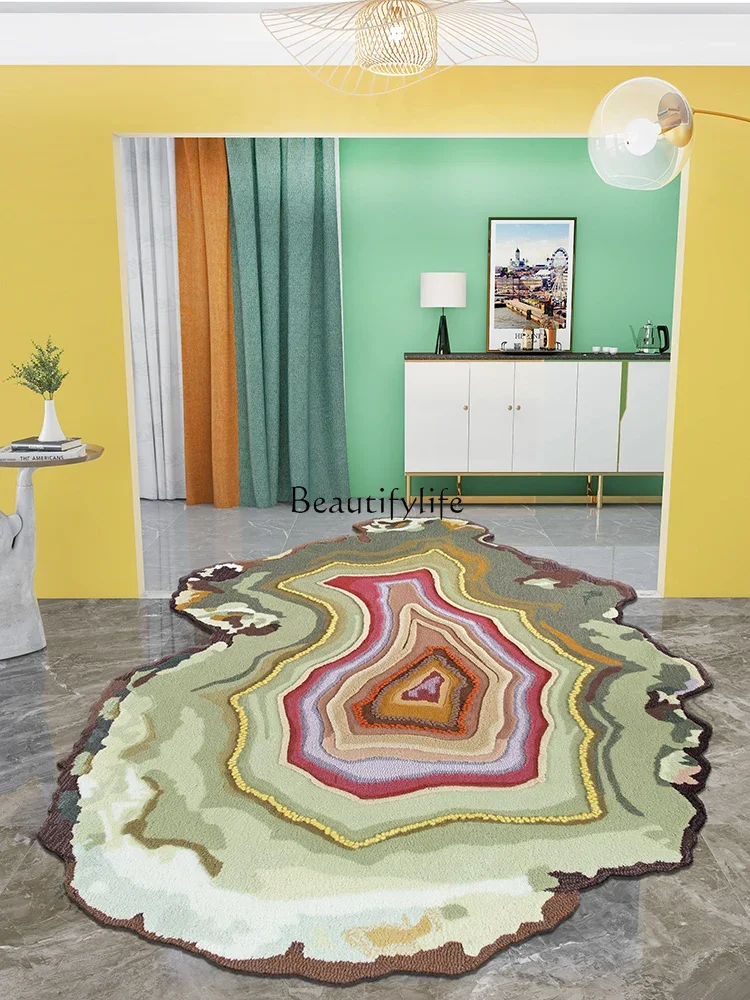 

yj5 Modern Minimalist High-End Affordable Luxury Dopamine Bedroom Living Room Irregular Home Abstract Hand-Made Woolen Carpet