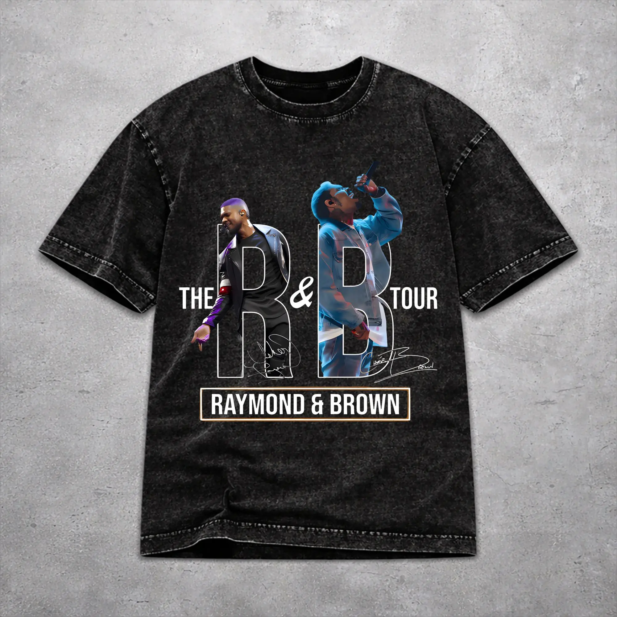 Women Men Chris Brown Usher R&B Tour 2026 T Shirt Graphic Printed Washed Vintage  Retro T-Shirts