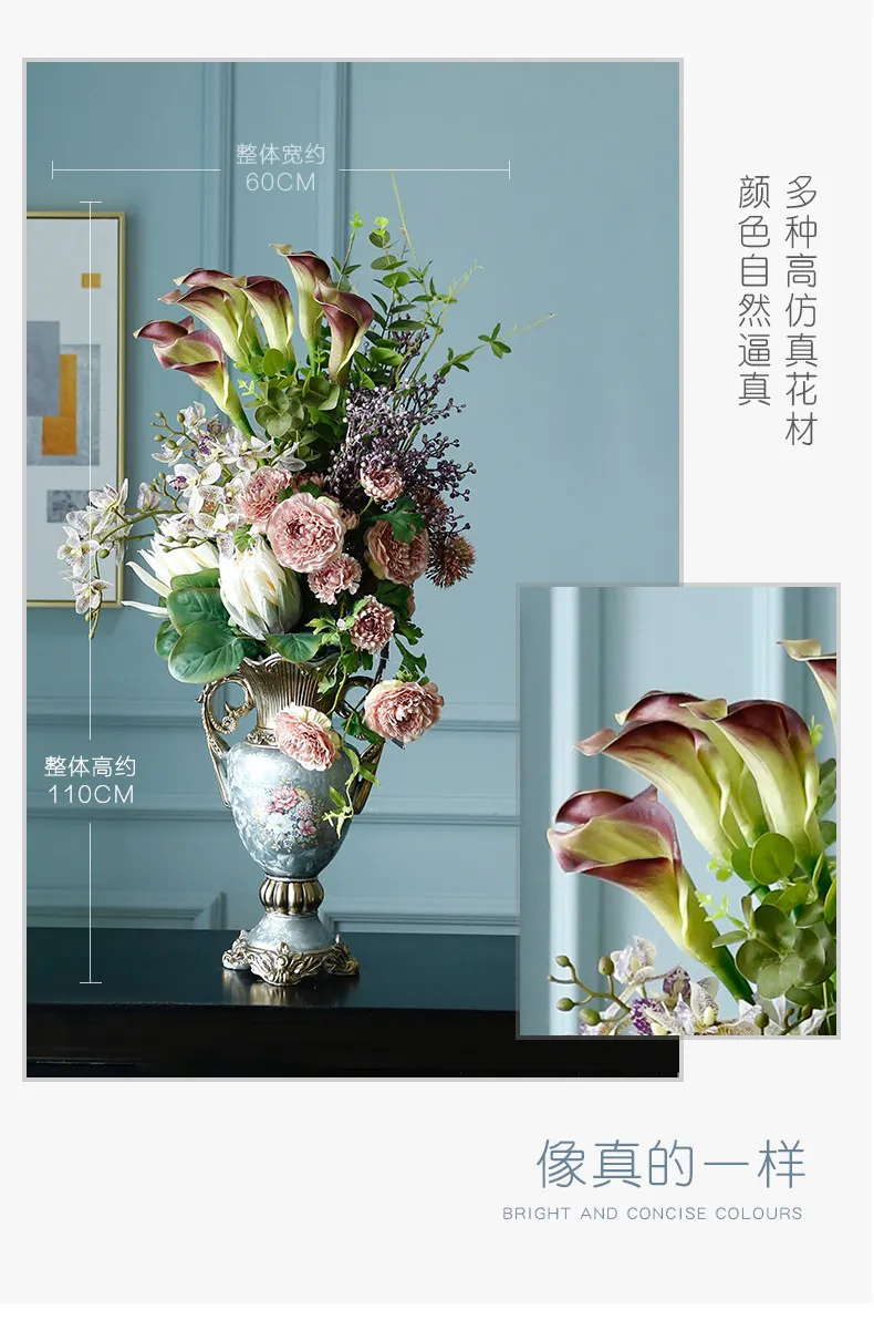 HYS American light luxury high-end simulated flower hotel living room dining table flower ornament home side
