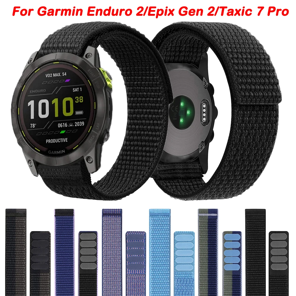 22 26mm Hook Loop Nylon Strap For Garmin Fenix 7 7X 6 6X 5 5X Plus Watch Band For Garmin Enduro/Epix Gen 2/Taxic 7 Pro Bracelet