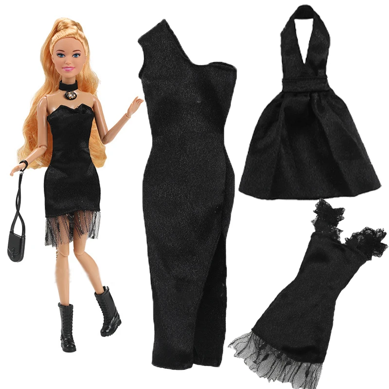 새로운 30cm 인형 블랙 시리즈 드레스 의류 패션 드레스 11.5인치 인형 옷 1/6 BJD 인형 드레스업 가방 액세서리 DIY 장난감