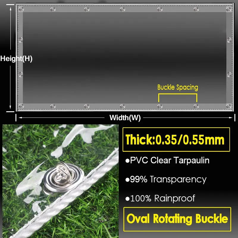 0,35 mm/0,55 mm durchsichtige Plane für den Außenbereich mit Drehverschluss, Terrassen-Pergola-Plane, Vorhang, transparent, robust, aus Segeltuch, wasserdichte Segel – Detail 1