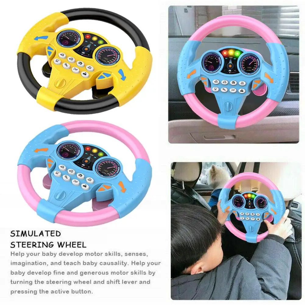 1pc Children\'s Simulation Model Electronic Steering Wheel Toy Co Pilot Wheel Musical Educational Sound Developmental Vocal Toys