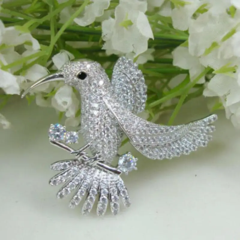 [HS]1Pc Fashion Exquisite Shiny Rhinestone Hummingbird Brooches For Women Clothing Coat Jewelry Accessries Gift.