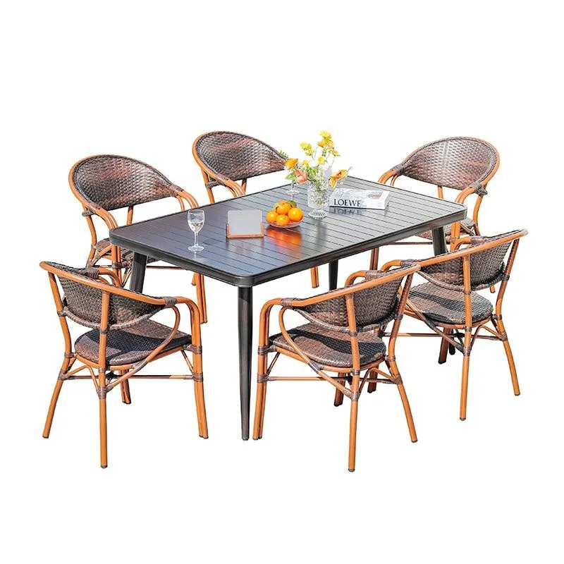 !@Outdoor Cast Aluminum Rocking Chair Engineering Table Garden Leisure Waterproof Stackable Modern Restaurant Coffee Shop