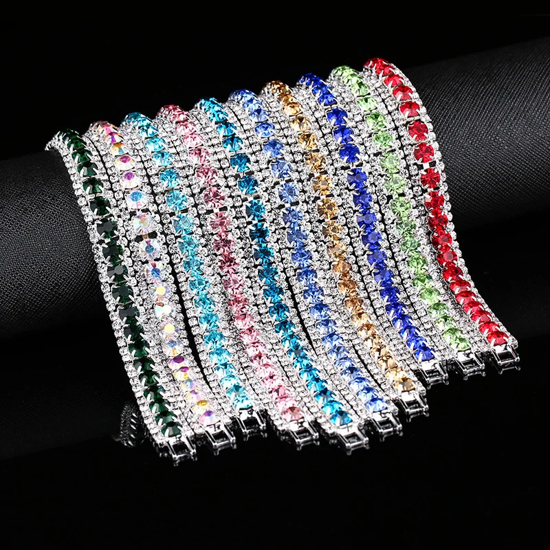 BLIJERY Luxury Desigener Jewelry Women\'s Hand Chain Bracelets Iced Out Rhinestones Colorful Crystal Bracelet Wedding Jewelry