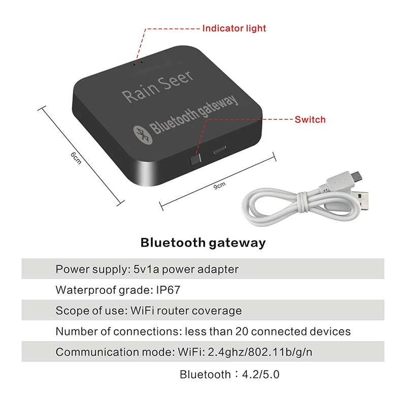 Regen Ziener Tuya Smart Leven Bluetooth Gateway Wifi Bluetooth Dual Control Apparatuur Smart Home Gateway Connector Afstandsbediening