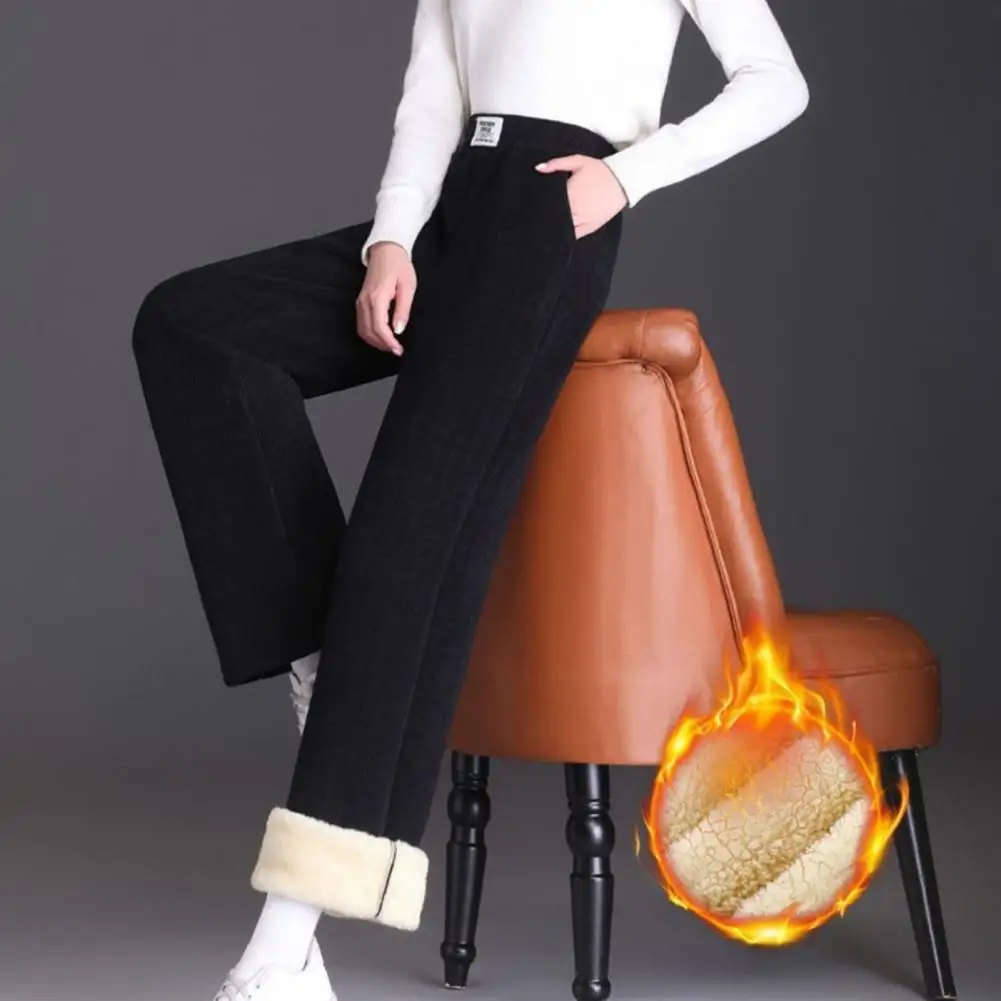 

Straight-leg Sweatpants Cozy Women's Winter Pants with High Waist Wide Leg Plush Softness for Warmth Comfort Women