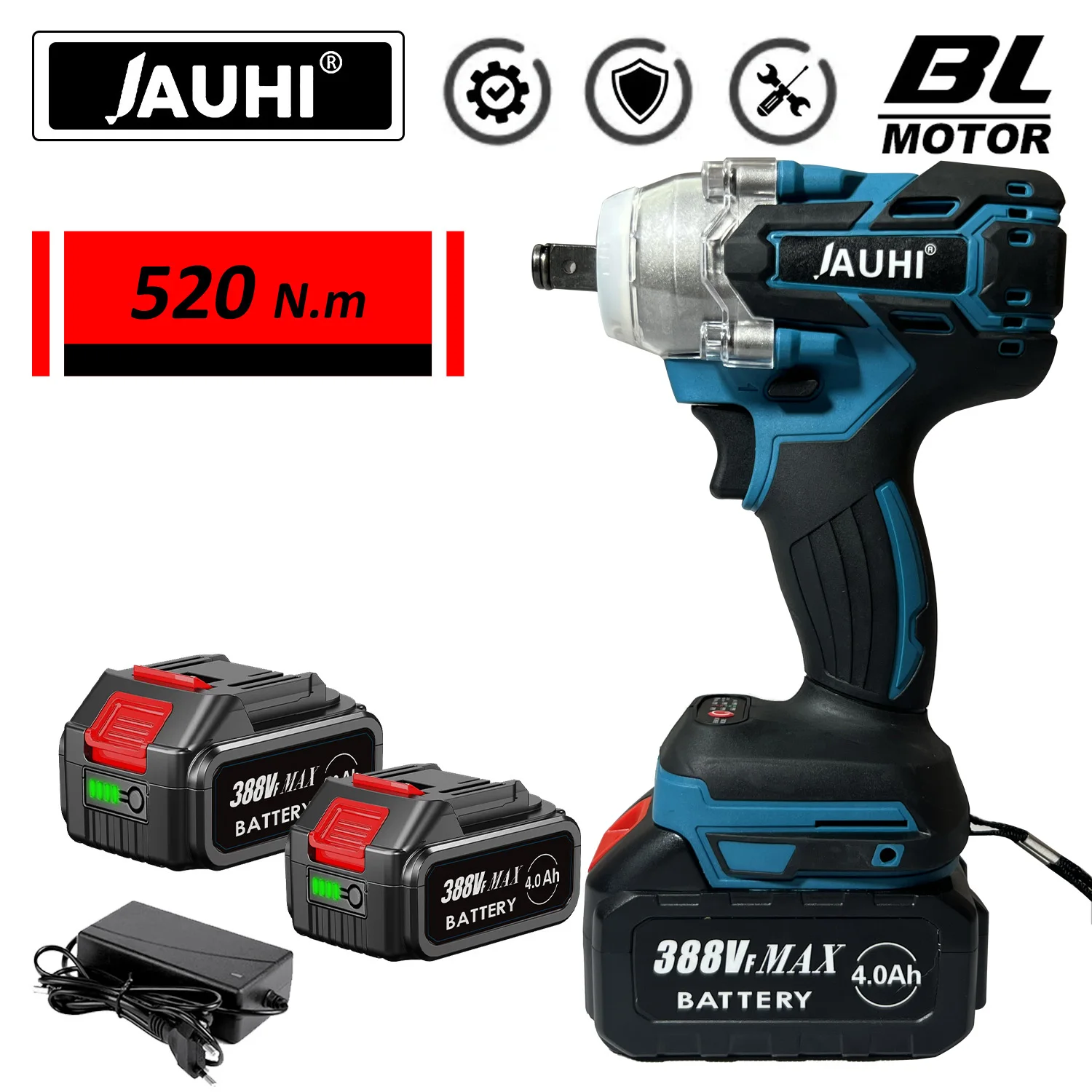 

520NM Brushless Cordless Electric Impact Wrench 18V Rechargeable Power Tool Compatible with Makita Battery Electric wrench