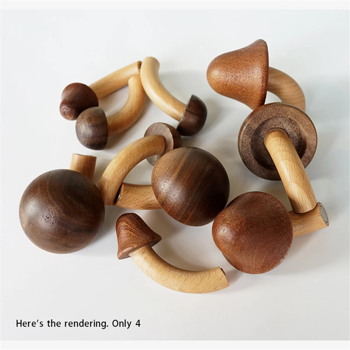 

4Pcs Wooden Mushroom Refrigerator Magnet Home Kitchen Refrigerator Magnet 3D Solid Wood Magnet Crafts Ornament HOT