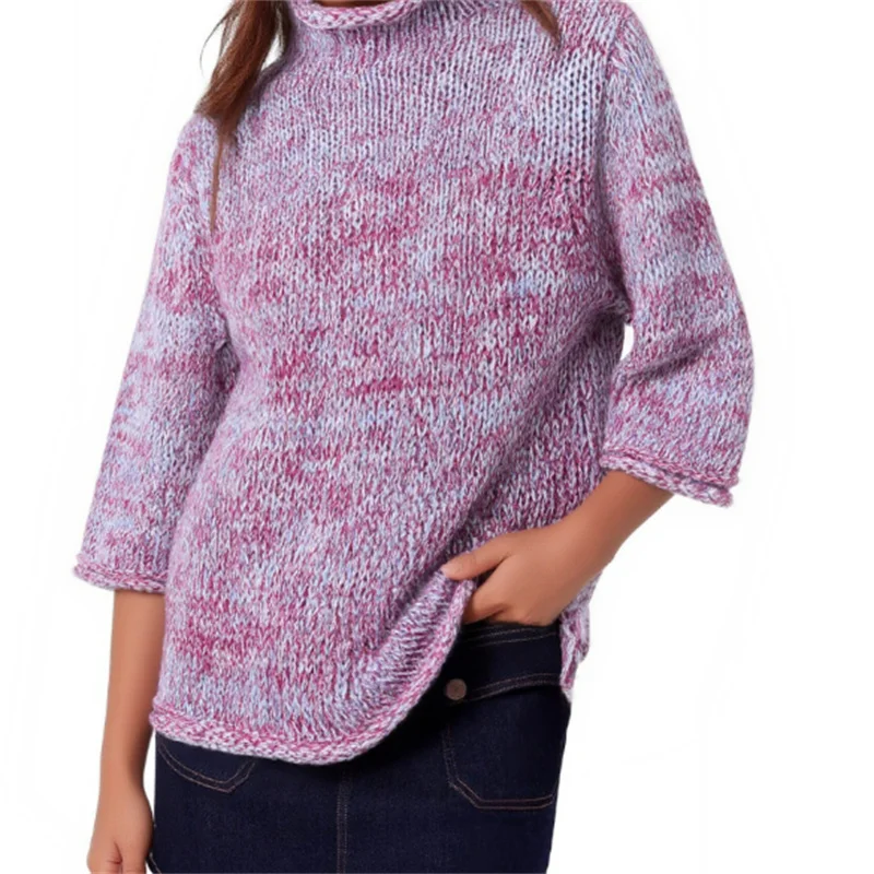 

Осенний модный модный сексуальный женский вязаный свитер с цветными блоками 2025 года