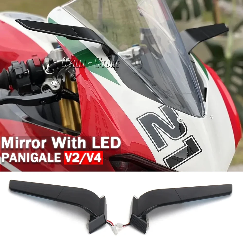 

Motorcycles With LED Turn Signal Indicator Rearview Mirrors For Ducati PANIGALE V2 Panigale V4 Invisible Adjustable Side Mirror