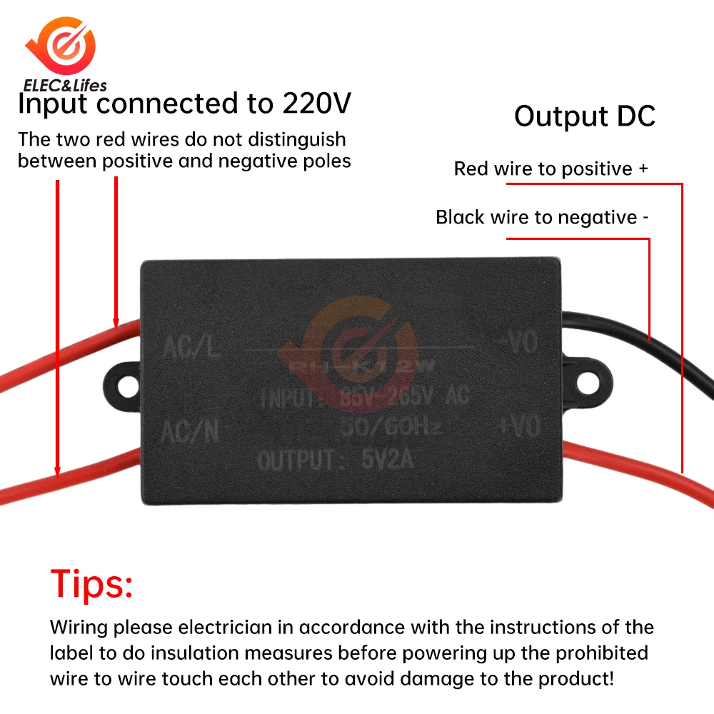 AC-DC Power Supply Module AC 85-265V to DC 5V 2A 10W 12V 1A 12W Switching Power Supply Mini Buck Converter Regulator Module