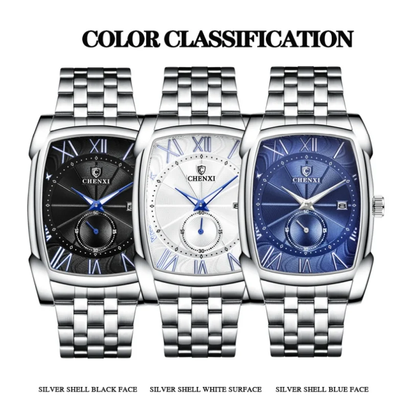 Мужские кварцевые часы CHENXI 8209, роскошные деловые модные водонепроницаемые наручные часы с квадратным циферблатом и хронографом для мужчин, подарки
