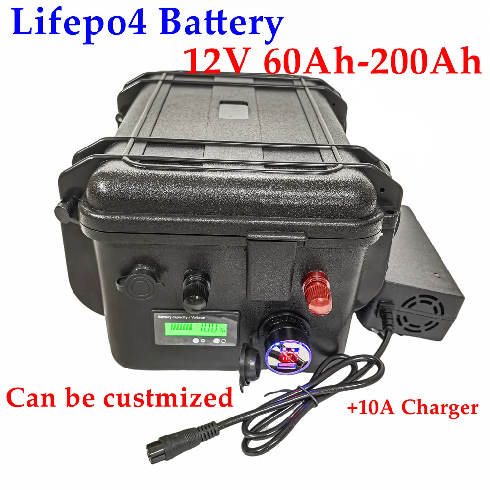 

LT-LiFePo4 12V 60AH/80AH/100AH/120AH/150AH/180/200AH Lithium Battery with bms for fish boat vehicle power supply +10A charger