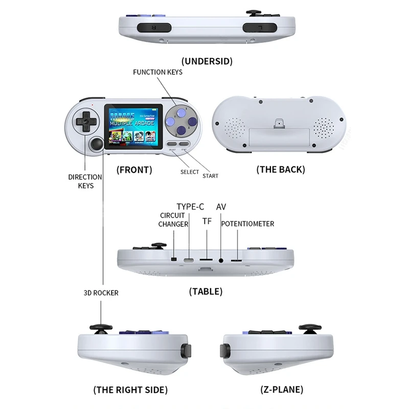 Lecteur de console de jeu SF2000, 6000 jeux intégrés, prise en charge des jeux rétro, sortie AV durable