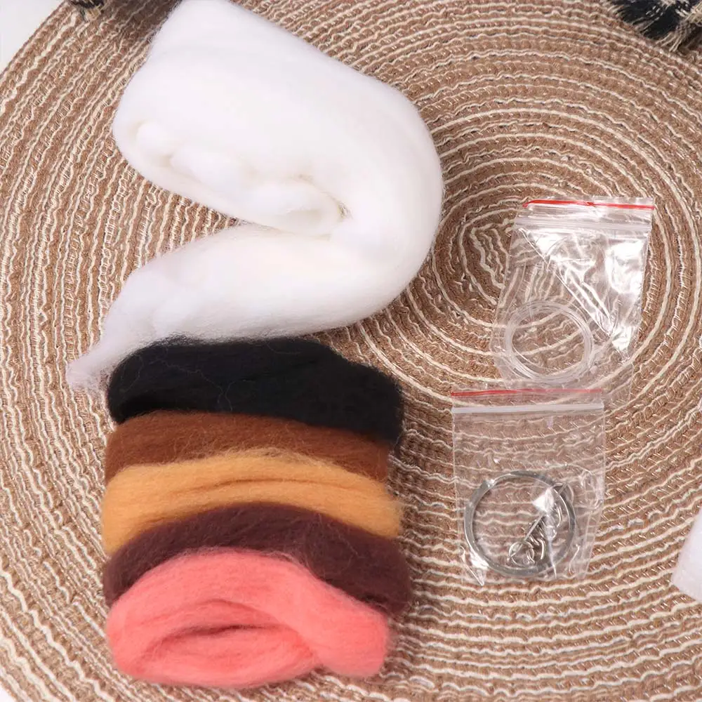 Non-Finished Cat Wool Needle Felting Kit Beginner Friendly Handmade Wool Felt Cat Material Bag Craft Handmade DIY Material Bag