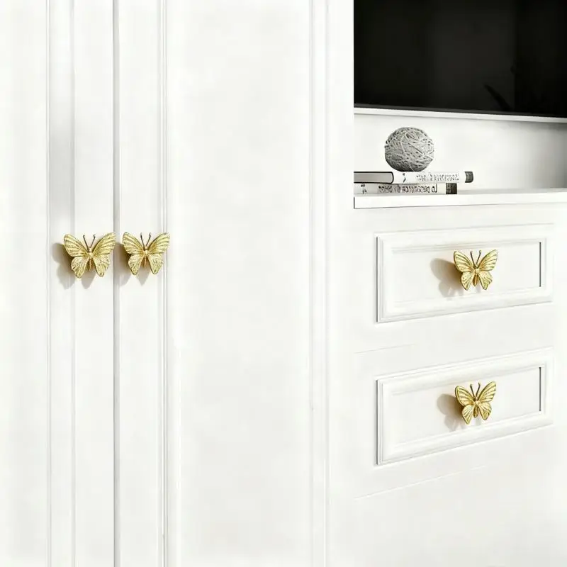 Fashion Creativity Butterfly Brass Cabinet Handles - Light luxury Wardrobe Door Pulls,Children's Room Copper Drawer Knobs