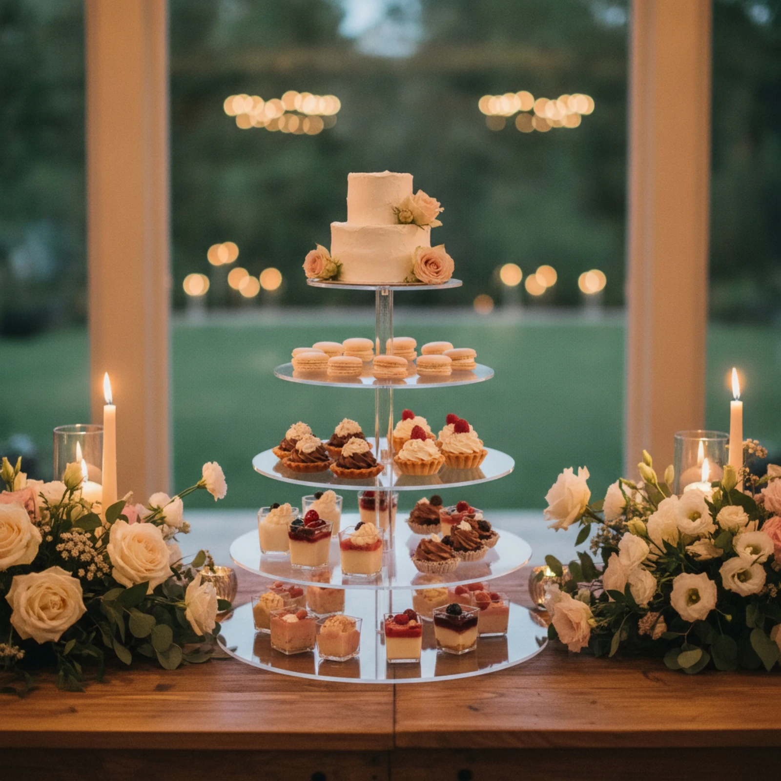Three-Tier Acrylic Display Riser Clear Acrylic Display Stand Transparent Round for Party Planners, Weddings, Birthdays