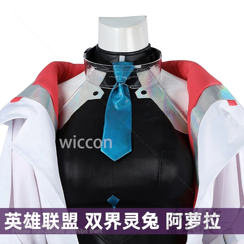 Anime Arcane Game LOL Phantom Spirit Team Skin Aurora Cosplay Costume Hat Tail Luminous Glasses Full Set XS-3XL Halloween Party