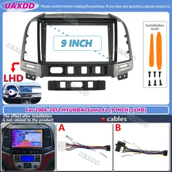 FOR 2006-2012 Hyundai Santa Fe 9INCH 2 Din Car stereo radio Android frame panel fascia cable video harness adapter MP5 dashboard