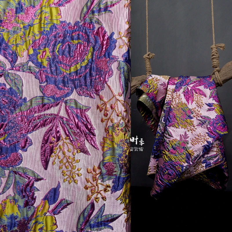 Metal Wire Embossed Jacquard Fabric Suit Dress Clothing Creative Designer Cloth Fabrics for Sewing Material Per Meter
