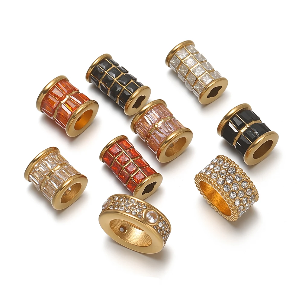 3 Stück Edelstahl-Zirkonia-Röhrchen-Abstandsperlen für DIY-Schmuckherstellung, Ohrringe, Armbänder, Anhänger, Halsketten-Zubehör – Detail 3