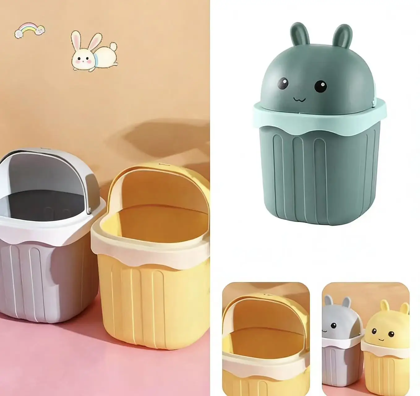 Desktop trash can small mini cute desk storage bucket with lid office home dressing table wastebasket