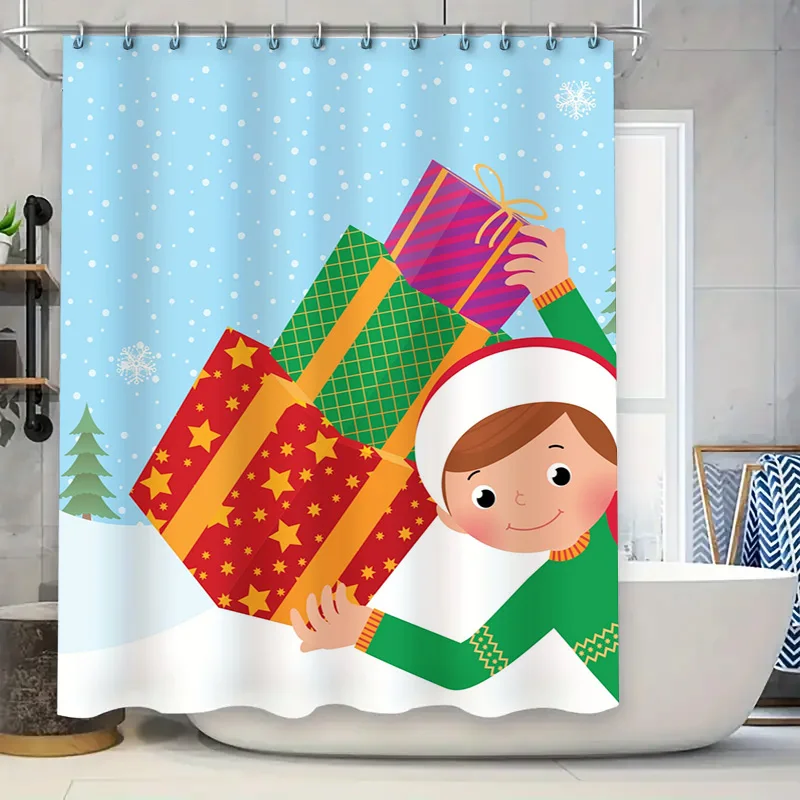 TU rideau de douche de noël, décor de vacances festif, ensemble de salle de bain étanche, motif joyeux noël, toile de fond, décoration de maison de vacances Fe