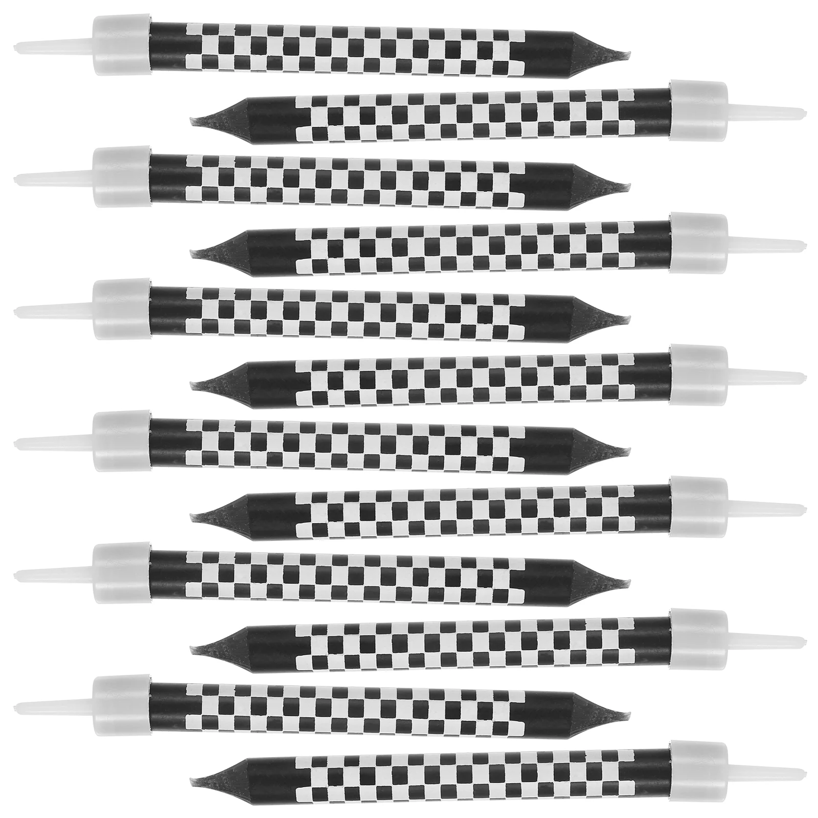 12 Pcs Racing Cars Cake Candles Black Checkered Happy Birthday Decorations Party Supplies Paraffin