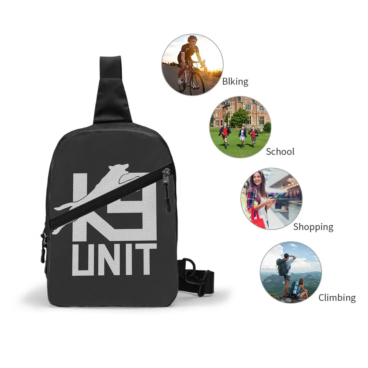 K9 Unit Malinois Belgian Shepherd Mechelaar Chest Bag Men Sling Crossbody Backpack Chest Bag Traveling Daypack Shoulder Bag