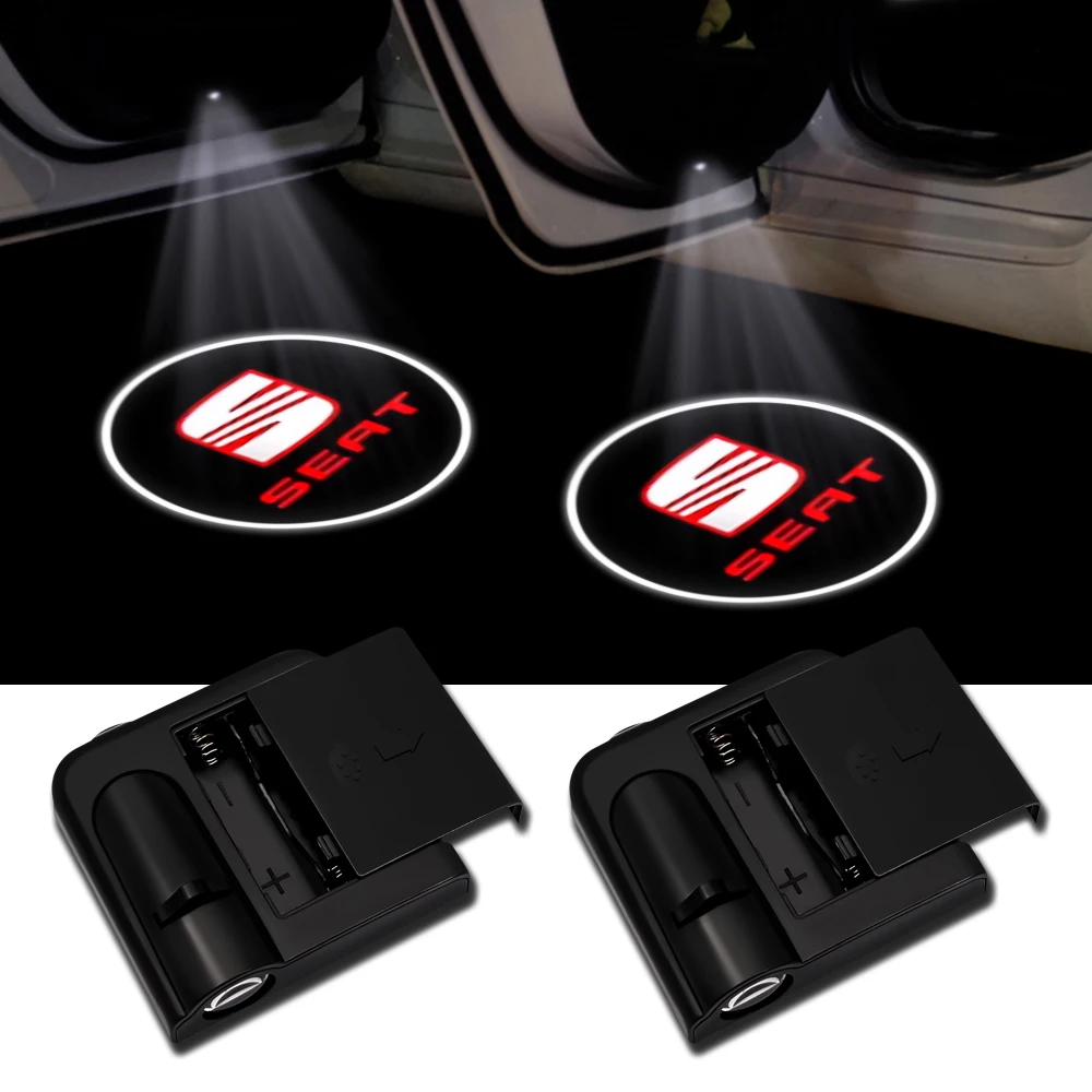 1/2Pcs Car Door Welcome Laser Led Projecto Wireless Logo Light For Seat Leon 5f 1p Ibiza 6l 6j Arosa Ateca Altea FR Arona Cupra