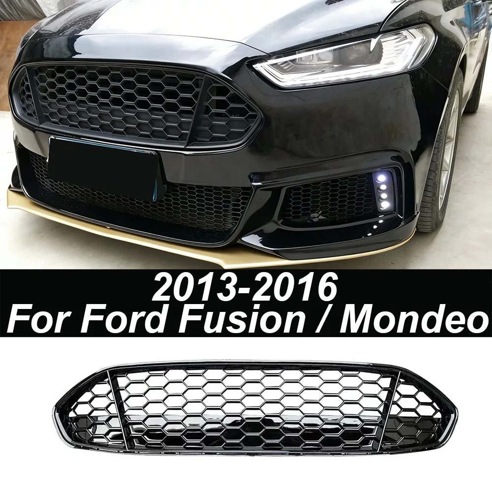 Для Ford Fusion / Mondeo 2013-2016: Сетчатая решетка радиатора (сотовая структура) для переднего бампера, центральные гоночные решетки