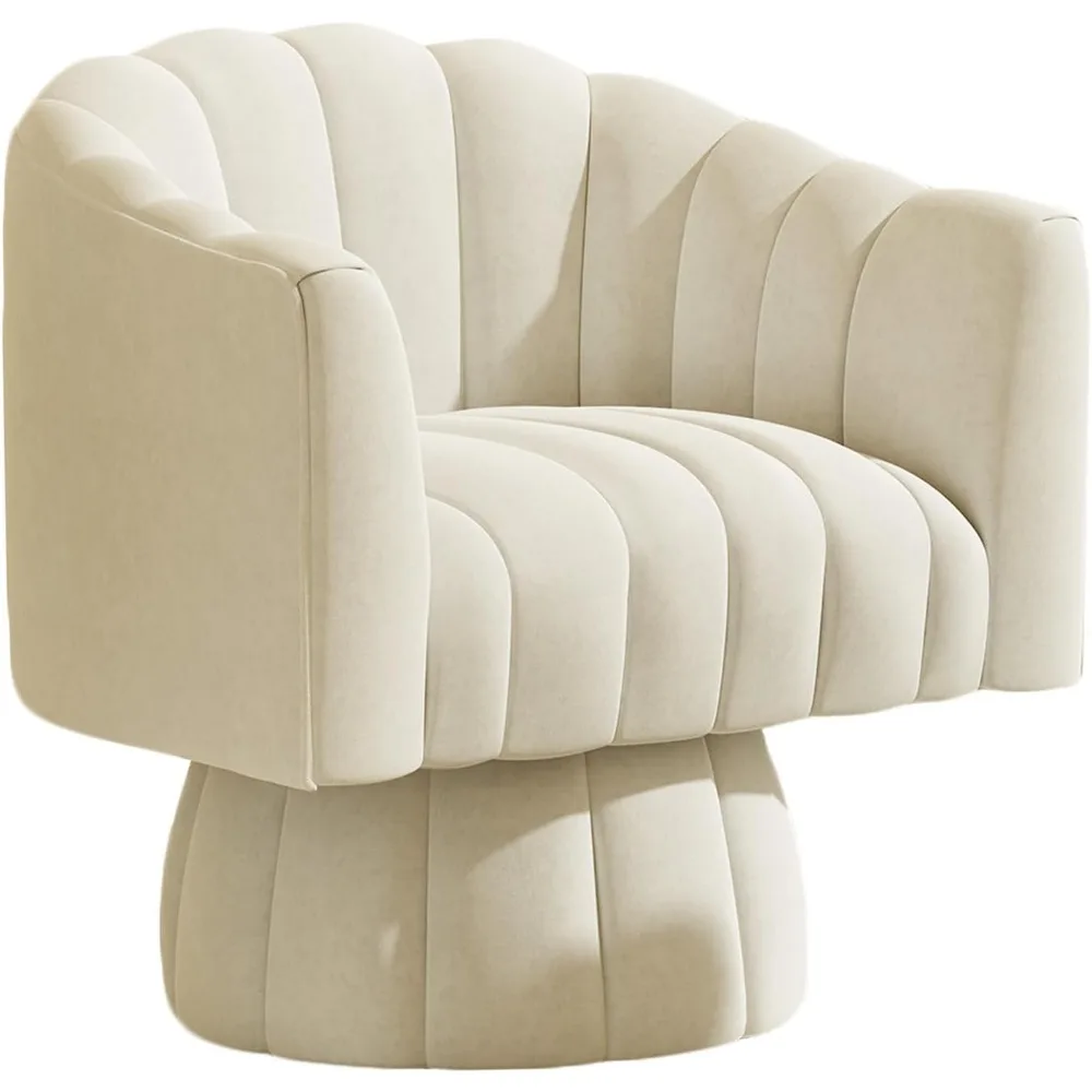 Accent Chair Mid Century 360 Degree Swivel Chair,Modern Lounge Sofa Round Barrel Chair with Wide Upholstered