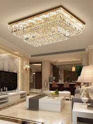 Rectangular Round K9 Crystal Silver Gold Dimmable LED 2026 Ceiling Chandelier Lamparas De Techo Ceiling Lamp For Living Room
