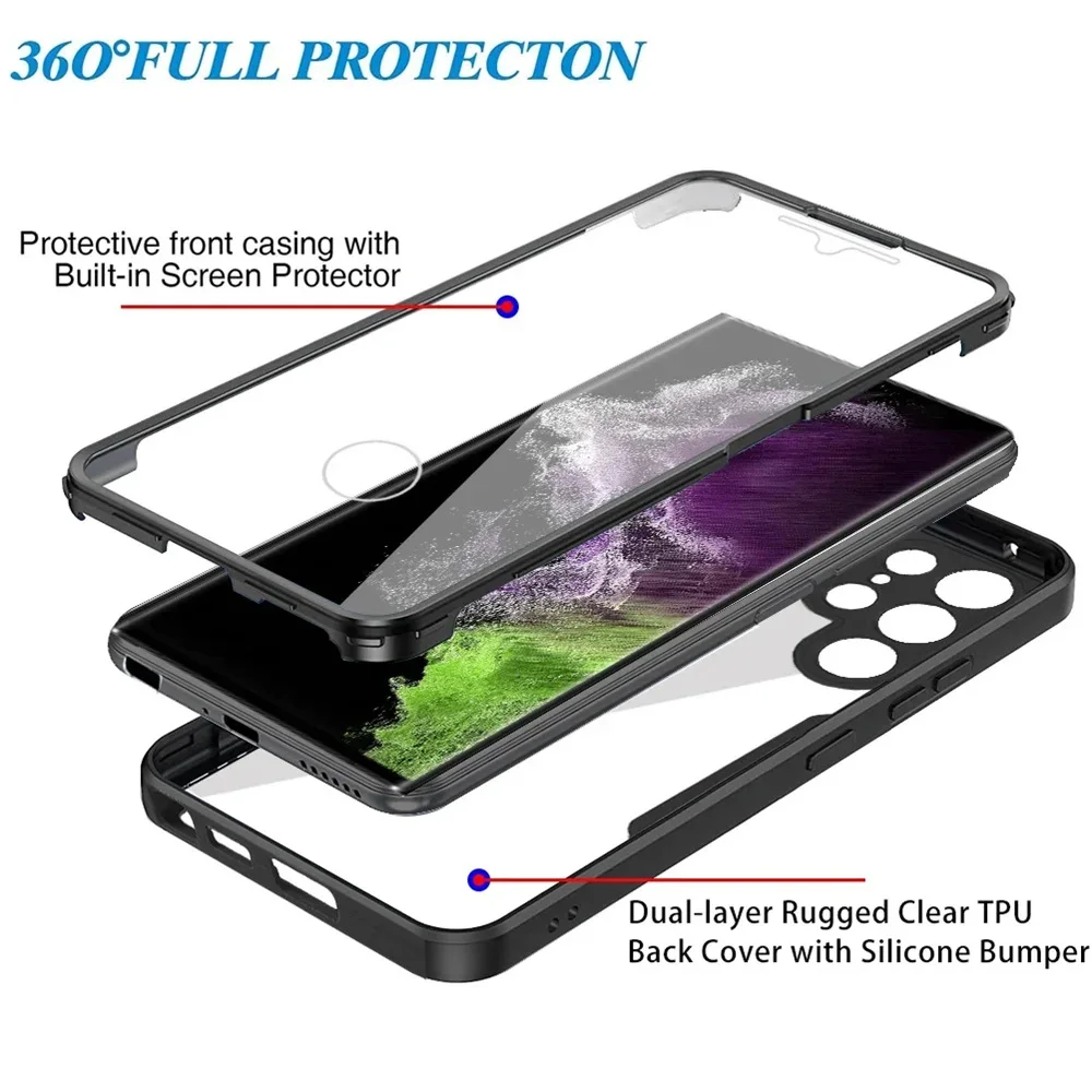 Funda dla Samsung Galaxy S24 Ultra 360 Full Body Silicone Phone Case na Galaxy S24 S23 S22 S21 FE Plus Ultra Front Back Cover