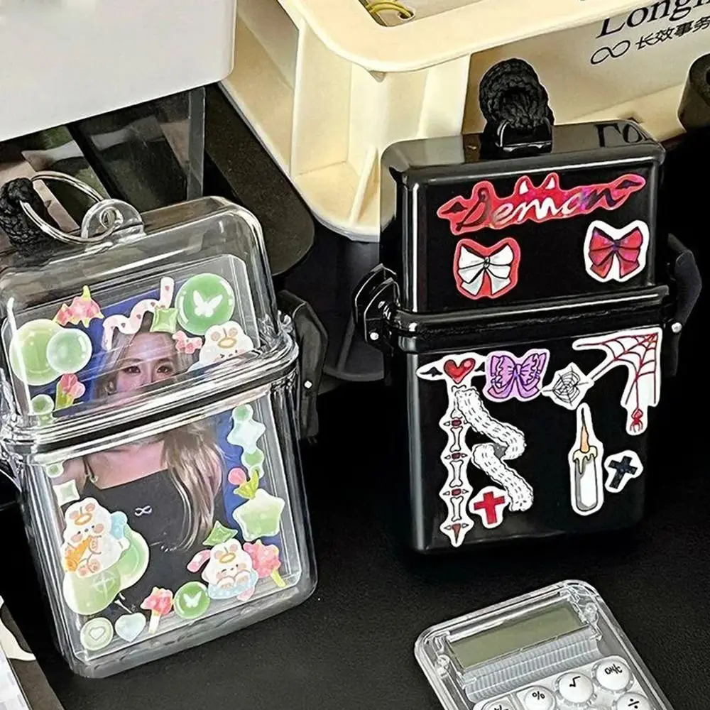 Transparent Photocards Storage Box With Rope Photo Organizer Idol Photo Holder Multipurpose Plastic Album Case Container