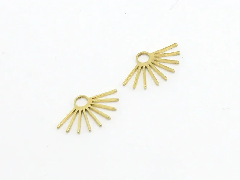 6pcs Brass Fringe Charm, Earrings Charms, 8x13x0.65mm, Fan shaped, Brass findings, Earring Accessories, Jewelry making - R2078