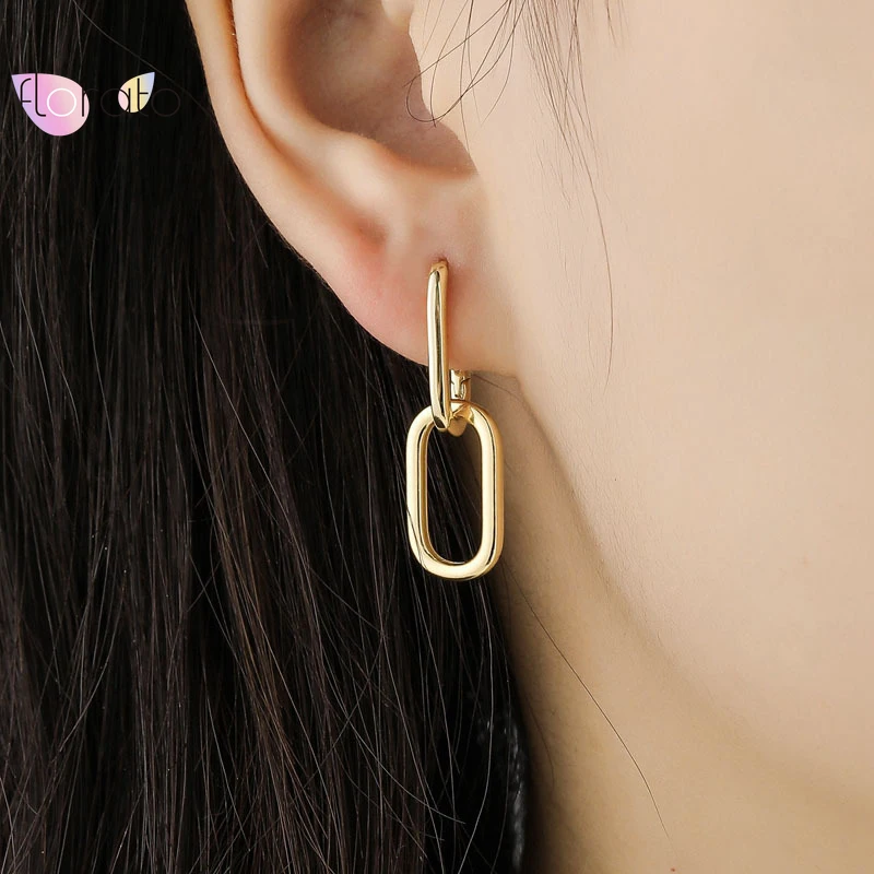 Punk Hip Hop Rivet Earrings 925 Sterling Silver Needle Gold Color Round Hoop Earrings for Women Fashion Gothic Party Jewelry