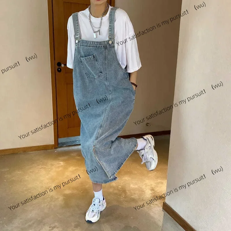

Весенне-летнее джинсовое платье-комбинезон, женские джинсовые платья без рукавов, модные женские однотонные повседневные свободные платья на тонких бретельках