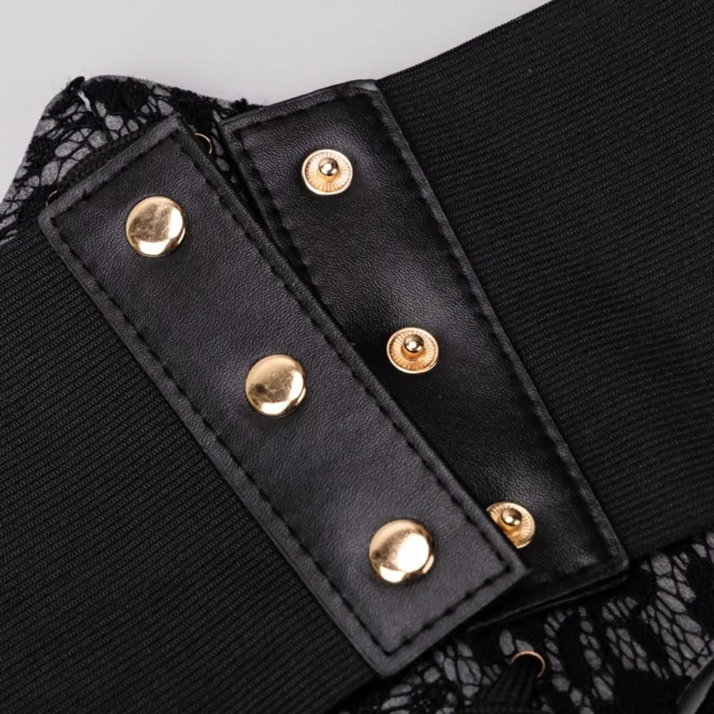 Elegant Adjustable Lace Cummerbunds Leather Solid Color Corset Belt Waistband Slimming Wide Waist Corset Girls
