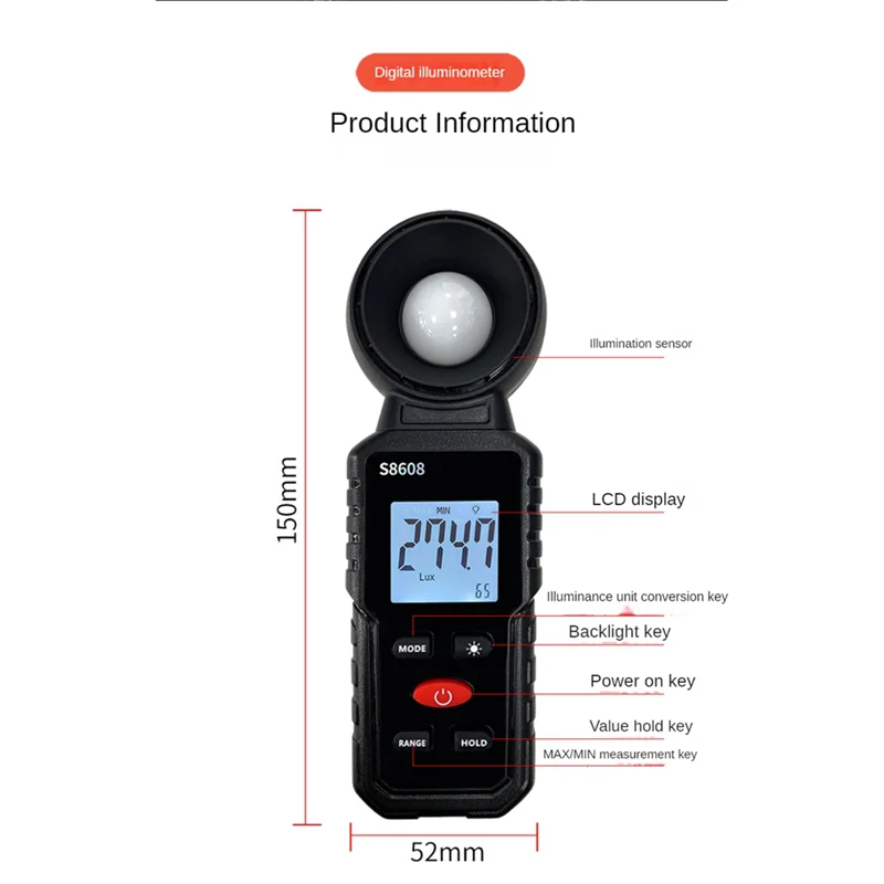 NNVC Digital Illuminance Light Meter Tester 200,000Lux Meter Luxmeter Lighting Intensity Brightness Measurement Tool