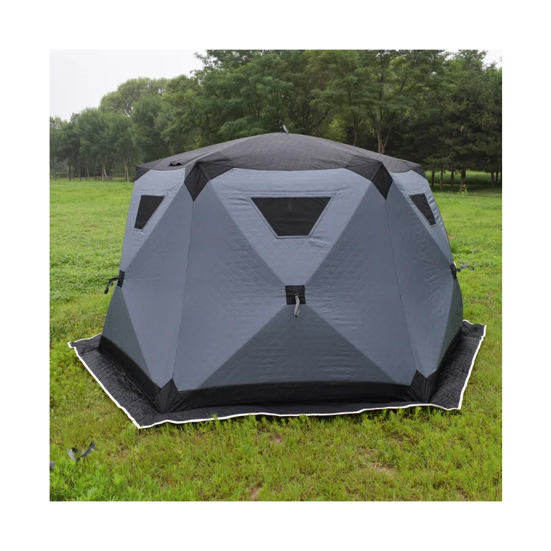 Hexagonal Ice Fishing Tent, abertura rápida, algodão, espessado, quente, 5 pessoas, livre para configurar, fonte de fábrica, inverno