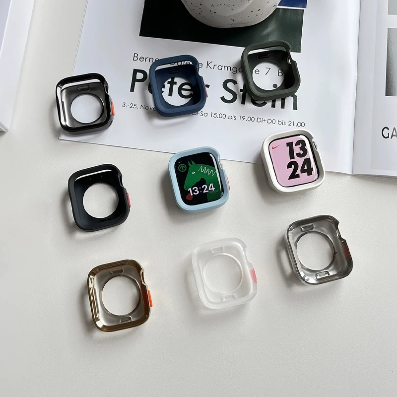 Мягкие силиконовые часы, похожие на Apple Watch 9 8 7 6 SE 5 Sport, противоударный матовый защитный чехол для iWatch 49 мм 41 мм 40 мм 44 мм 45 мм