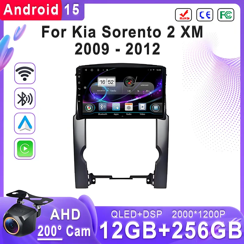 

Plug and Play For Kia Sorento 2 XM 2009 - 2012 Android 15 Incell GPS Navigation High-performance Touch Screen Video WIFI DVD