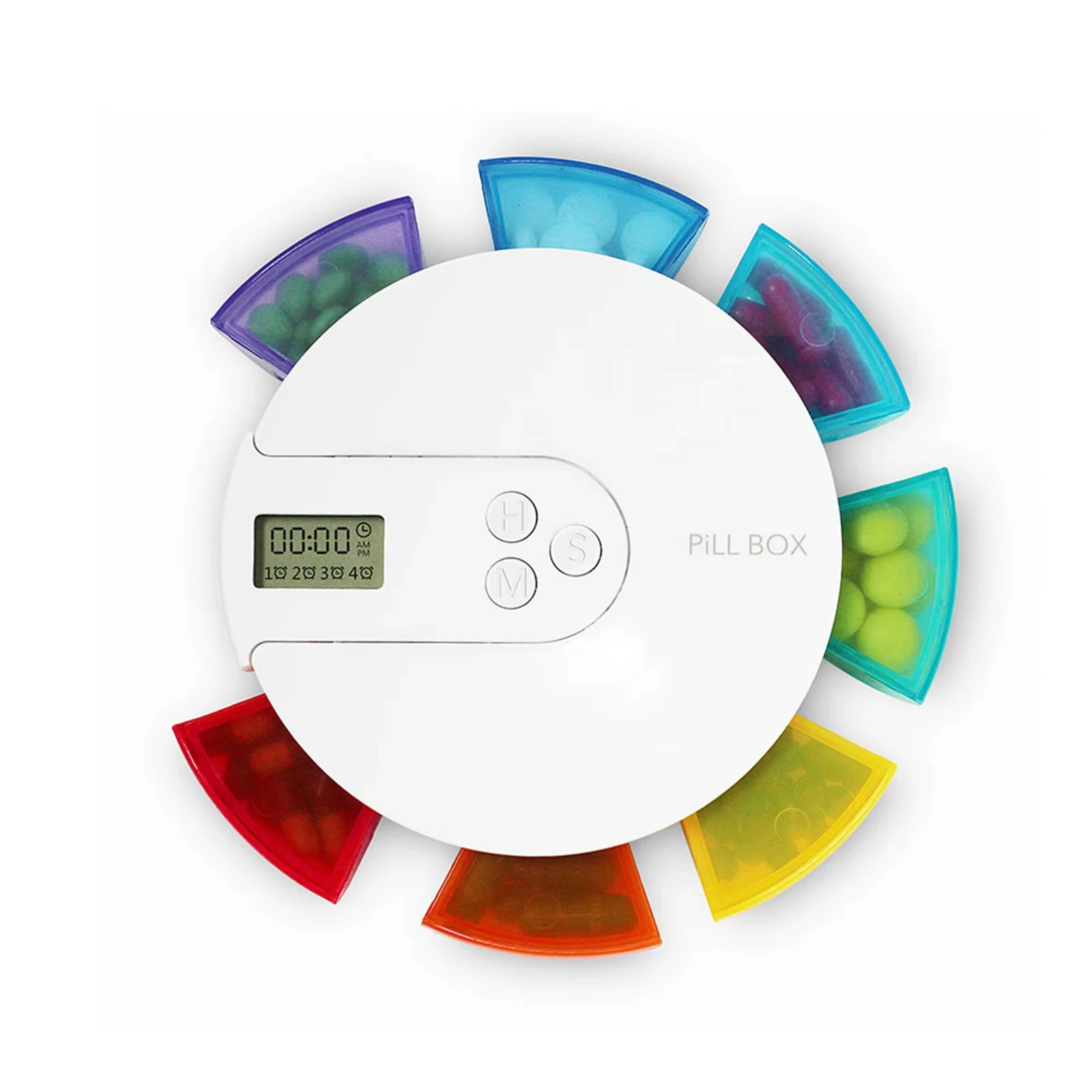 

Electronic Pill Box With Smart Reminder Portable 7 Grids Weekly Pill Organizer With Timer 12/24 Hour Clock Waterproof Food-Grade