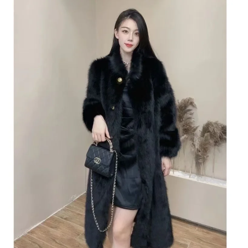 مصمم السيدات منتصف طول معطف الفراء ملابس خارجية عصرية عصرية المليونير معركة درع نمط المرأة معطف طويل #3