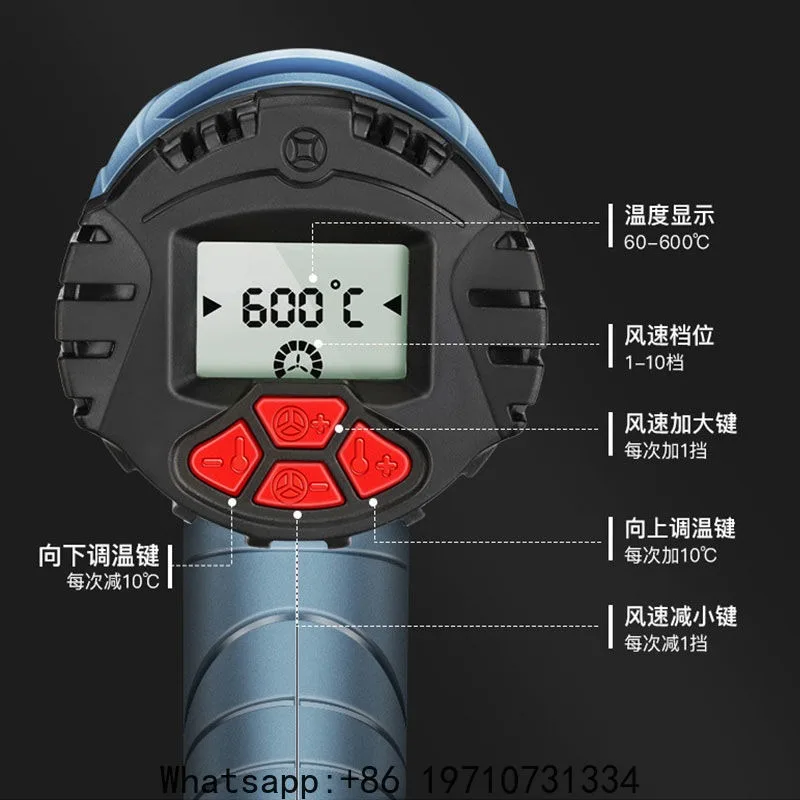 Digital Display Adjustable Temperature Heat Gun – Small Car Film Tinting Tool, Industrial Shrink Wrap Plastic Welding Torch
